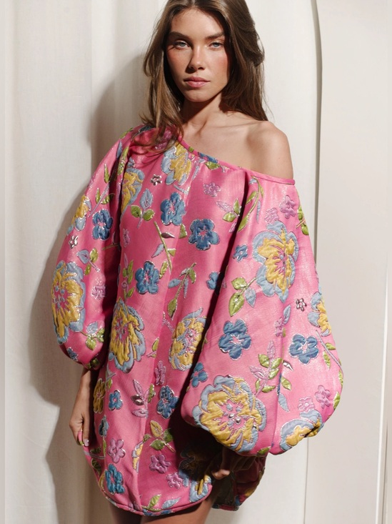 Arianne elmy Dresses & Skirts - Arianne Elmy Good Luck Jacquard Mini Dress Bright Pink Medium EUC